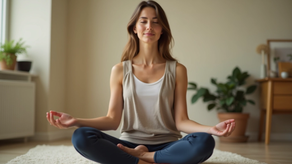 Person, die bequem in friedlicher Meditationshaltung sitzt, um zu atmen