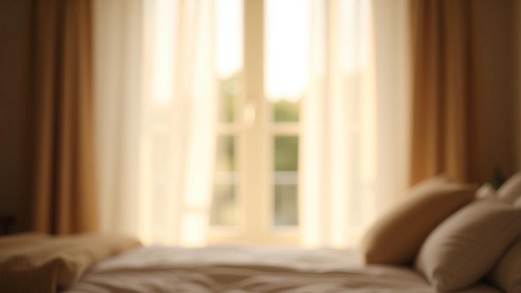 Offenes Fenster mit sanften Vorhängen, die frische Luft und weiches natürliches Licht in einen ruhigen Raum ermöglichen